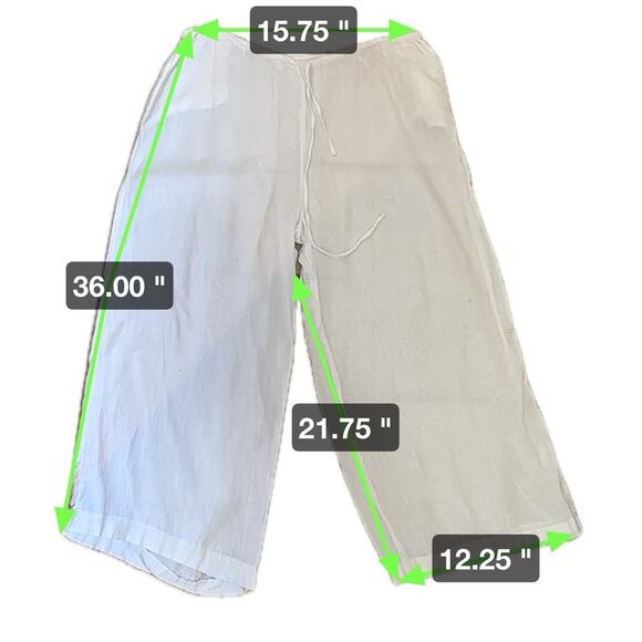 Nicole Farhi White Wide Leg Drawstring Short Linen Pants sz 12 EUC - Picture 3 of 6